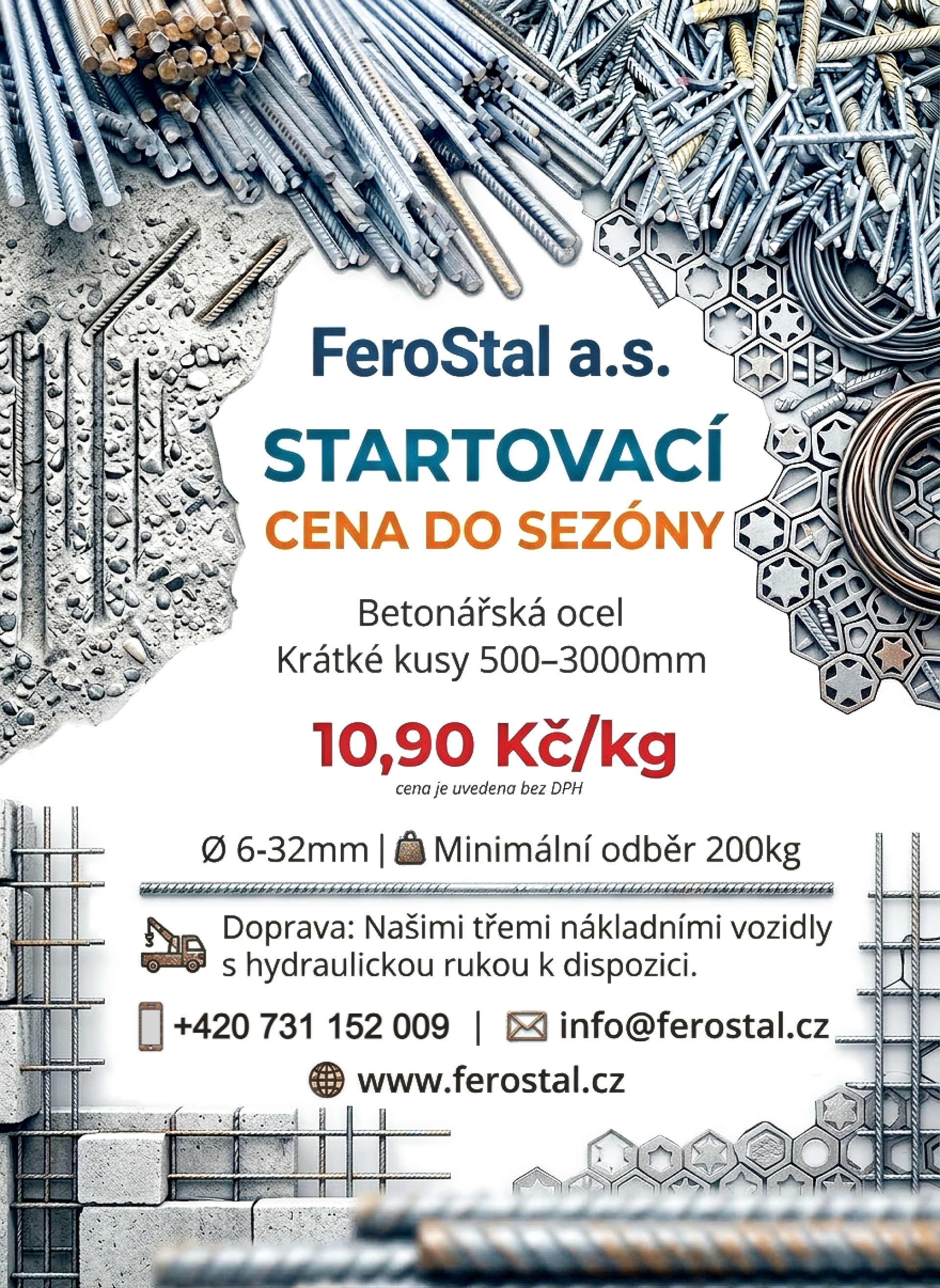 Betonářská OCEL - krátké kusy